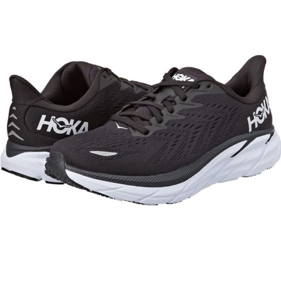 NWT HOKA ONE ONE NIB Women's Clifton 8 Black/White. Size 6 Wide   DS-082 - Picture 1 of 13